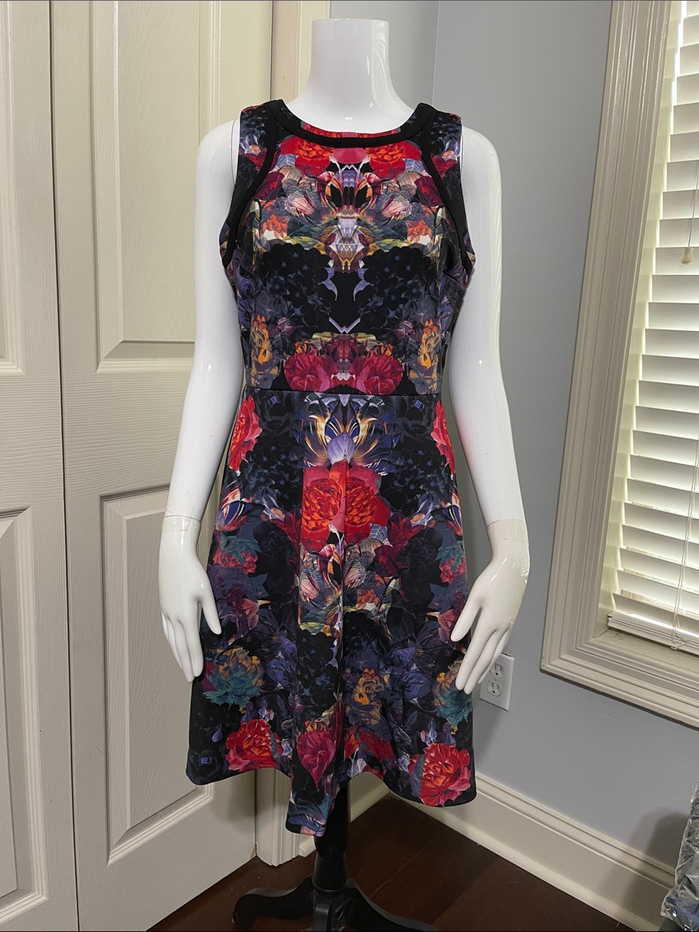 Nicole by Nicole Miller Fit & Flare Floral Print Sleeveless Dress.  #0048-B